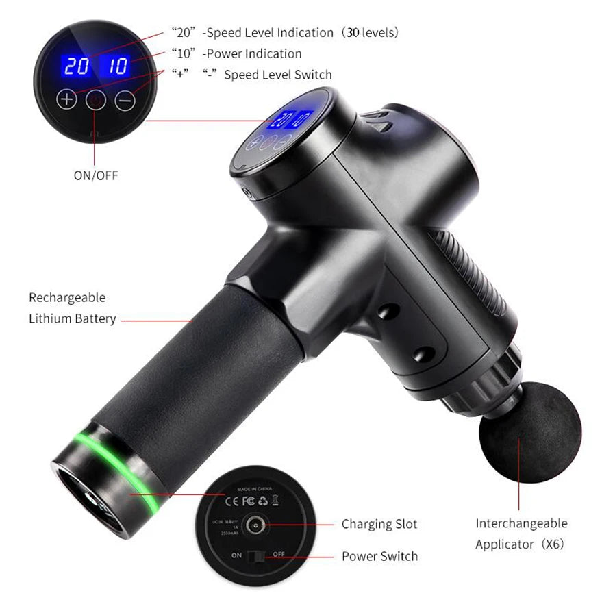 Deep Tissue Massage Gun Portable Facial Muscle Massager Massage Pistool For Back Neck Body Muscle Fitness Tool