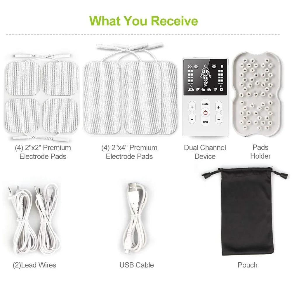 EMS Muscle Stimulator TENS-EMS Machine for Home Use,Muscle Toning Device &Recovery Massager with Electrodes Pads Pain Relief