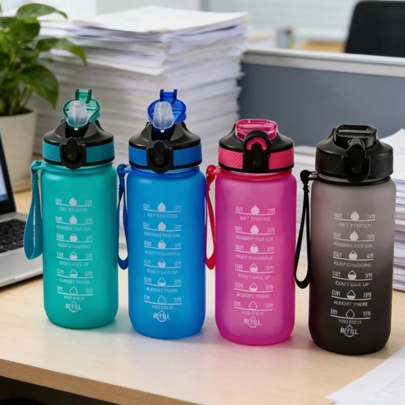 700ml Motivational Water Bottle with Straw Portable Drinking Cups Summer Drinkware For Outdoor Sports Camping Hiking Fitness