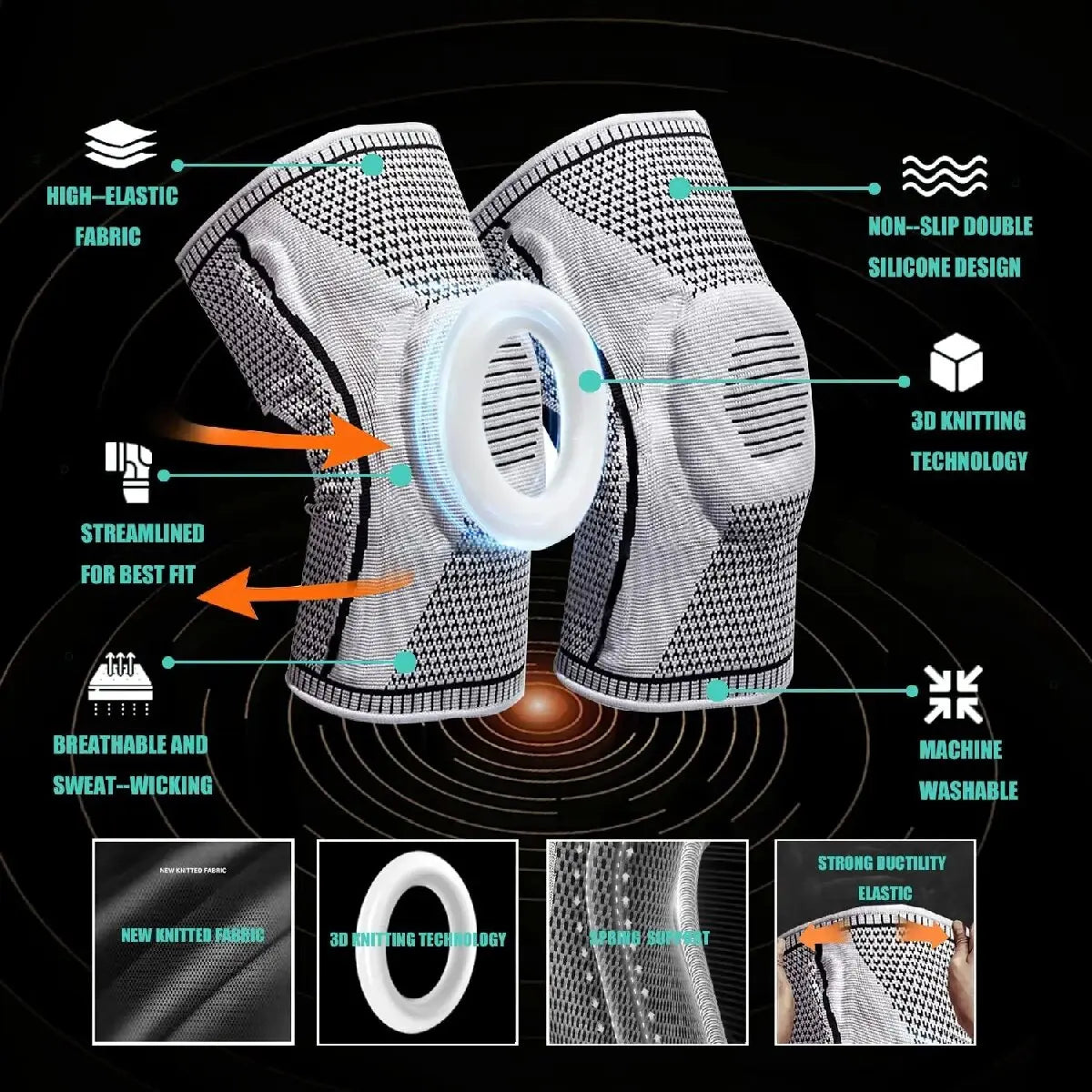 Double Compression Knee Sleeve Support for Knee Pain Sports Running Gym Joint Pain Relief Meniscus Tear Injury Recovery