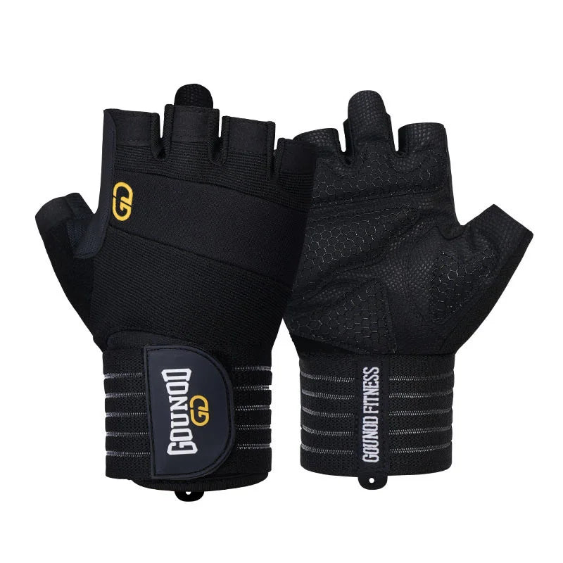 Wrist Support Workout Gloves, Anti-Slip Breathable Half Finger for Weightlifting, Gym, Pull-Ups, Dumbbell, Cycling, Climbing