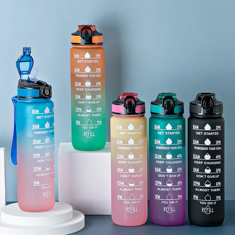 Motivational Sport Water Bottle, Leakproof Drinking Bottles, Outdoor Travel, Hiking, Cycling, 750 ml, 1000ml