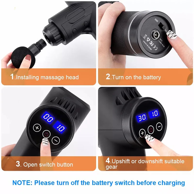 Deep Tissue Massage Gun Portable Facial Muscle Massager Massage Pistool For Back Neck Body Muscle Fitness Tool