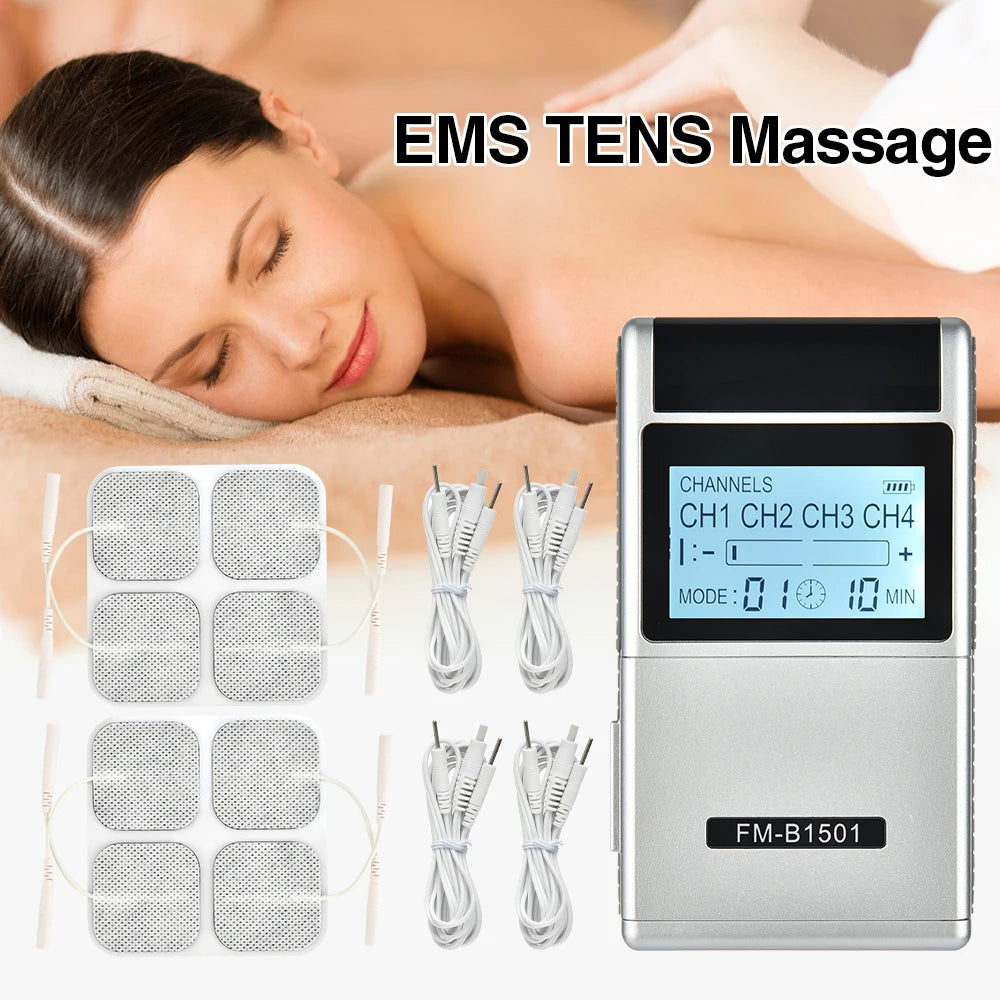 EMS Electric Muscle Stimulator Massager TENS Pulse Digital Therapy Full Body Massager Machine15 Mode Rechageable Pain Relief