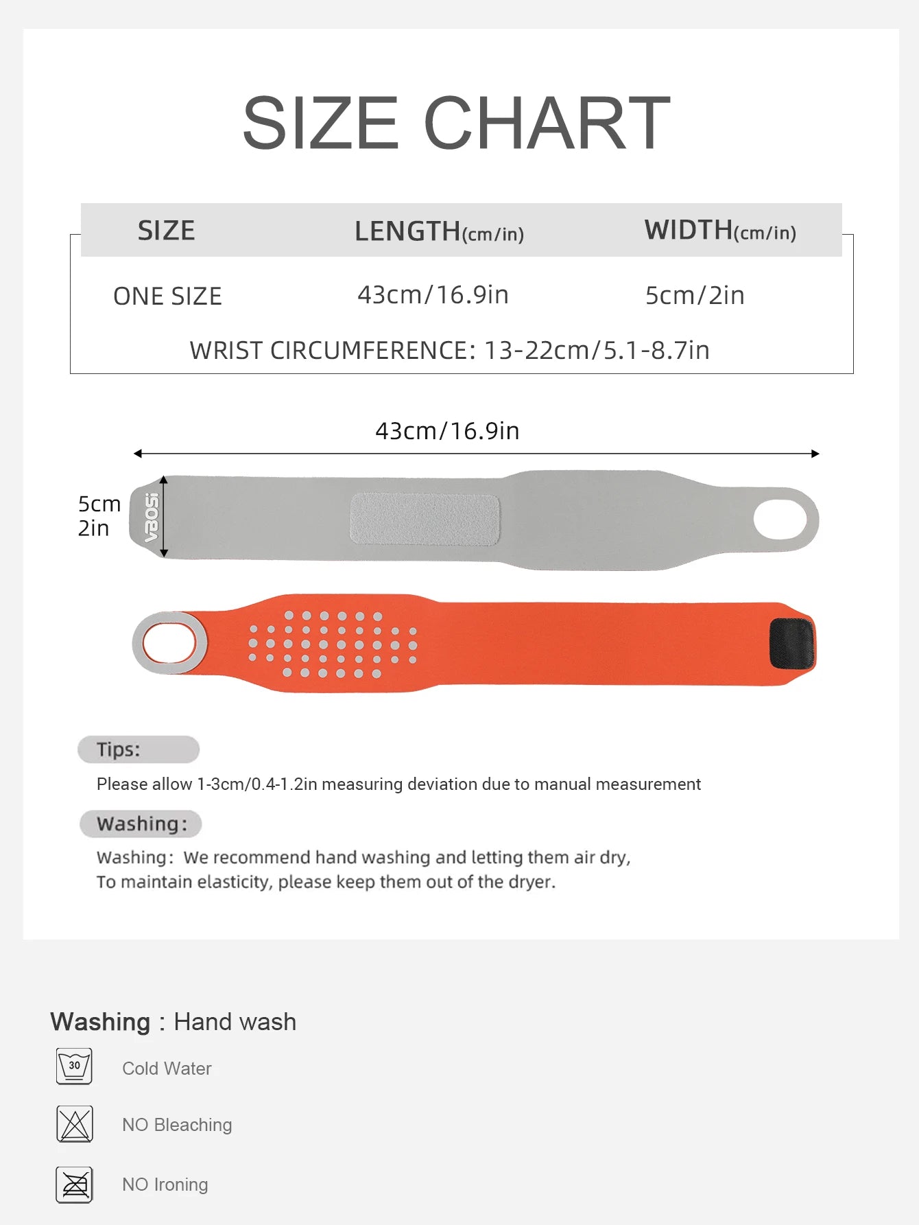 VBOSi 1 Piece Lightweight Adjustable Wrist Wrap – Support for Work, Badminton & Gym Training for Men Women