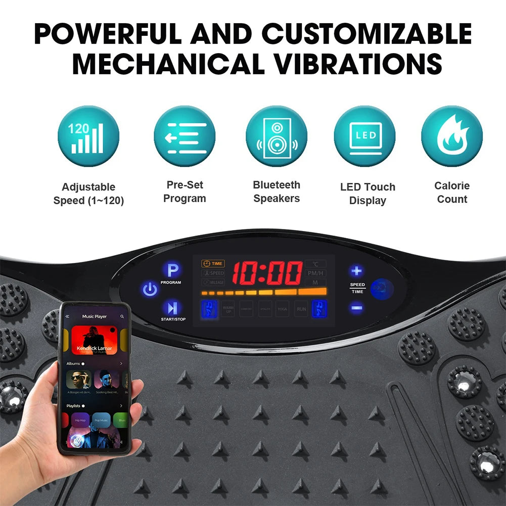 Vibration Plate Exercise Machine Whole Body Workout Bluetooth Rhythm Power Vibrate Platform Weight Loss Shaping Home Fitness Gym