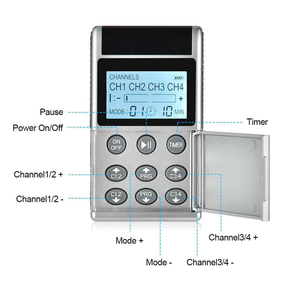 EMS Electric Muscle Stimulator Massager TENS Pulse Digital Therapy Full Body Massager Machine15 Mode Rechageable Pain Relief