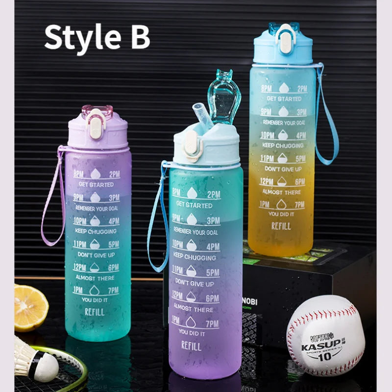 Motivational Sport Water Bottle, Leakproof Drinking Bottles, Outdoor Travel, Hiking, Cycling, 750 ml, 1000ml