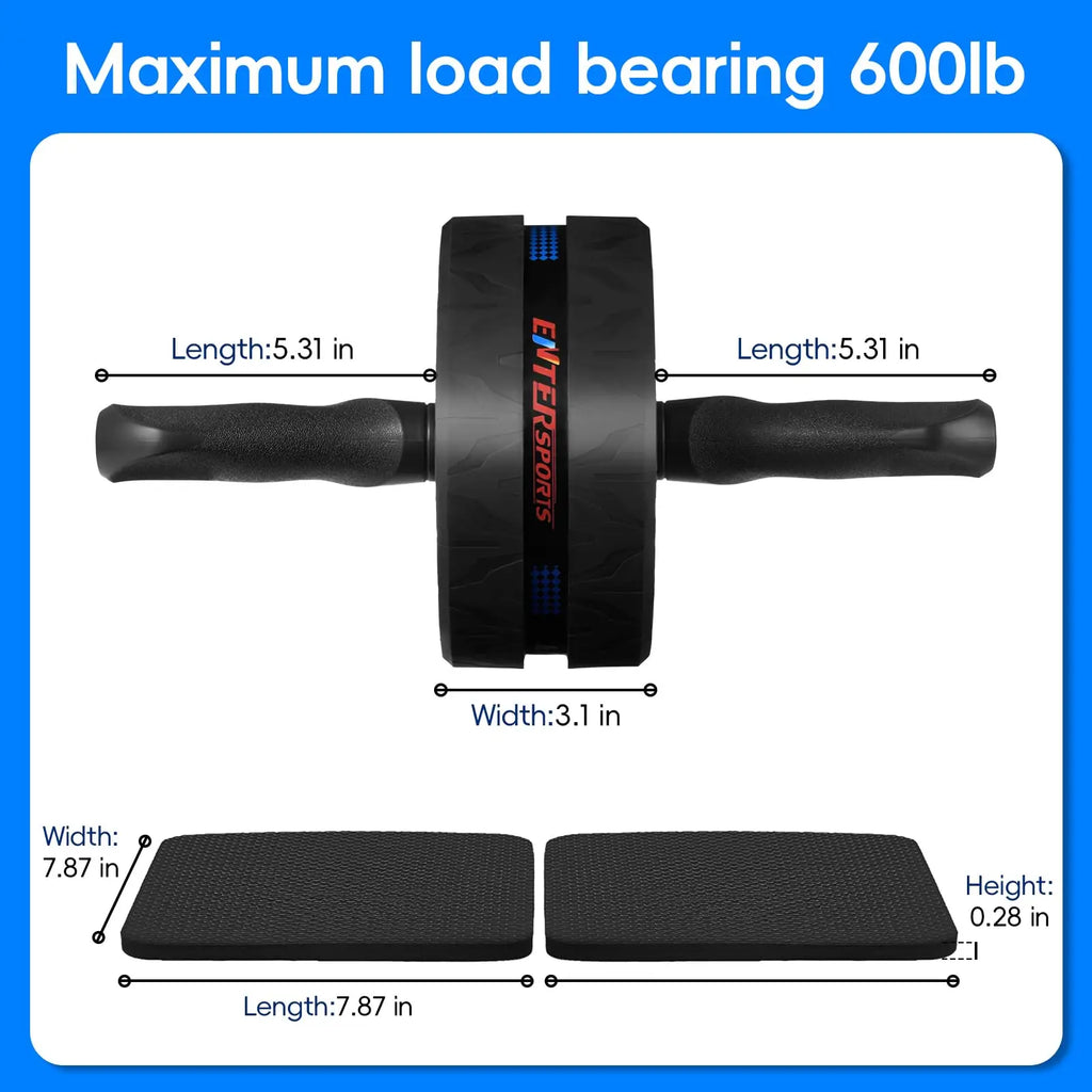 Ab Roller Wheel with Dual Glide Wheels, Extra Thick Knee Pad Mat for Abs
