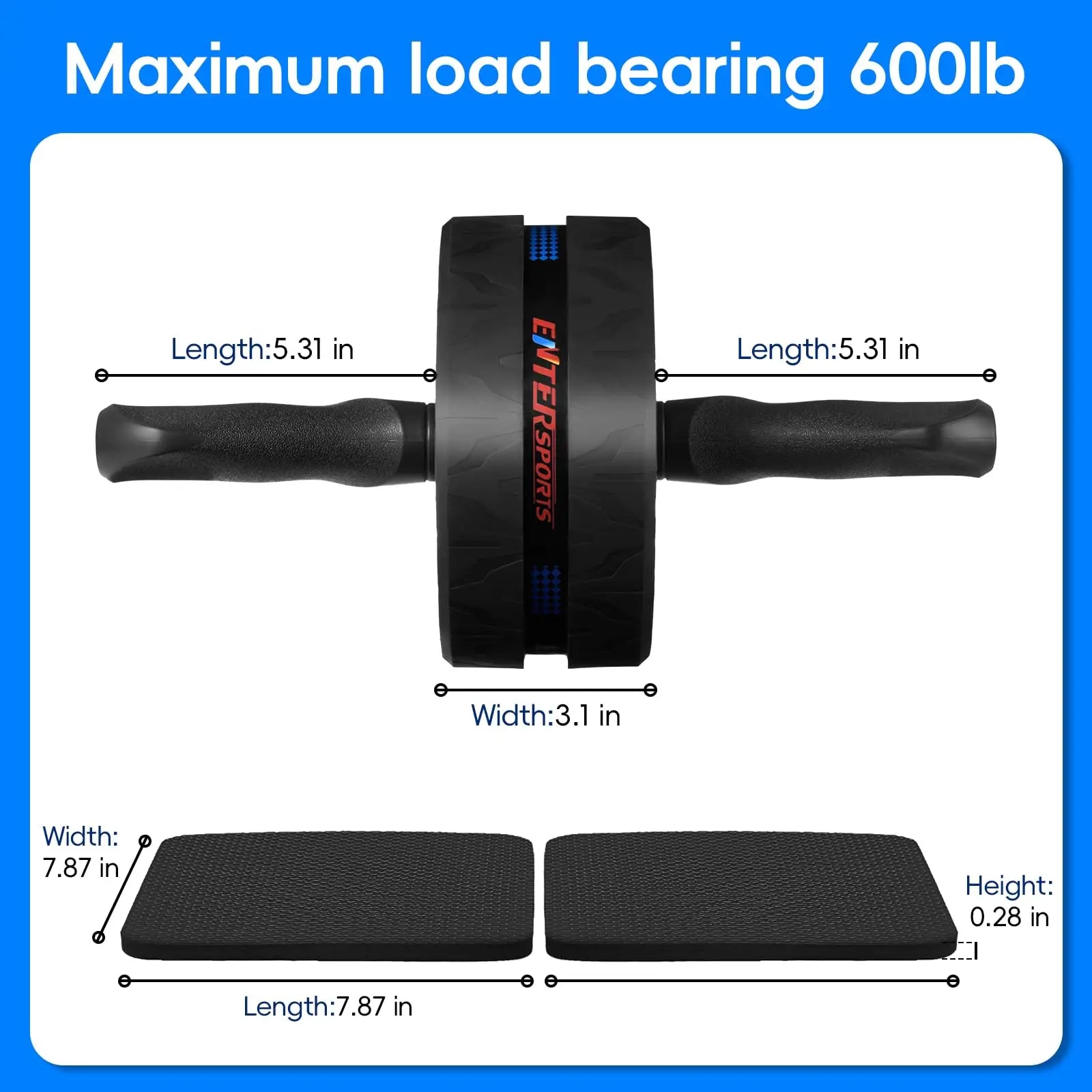 Ab Roller Wheel with Dual Glide Wheels, Extra Thick Knee Pad Mat for Abs