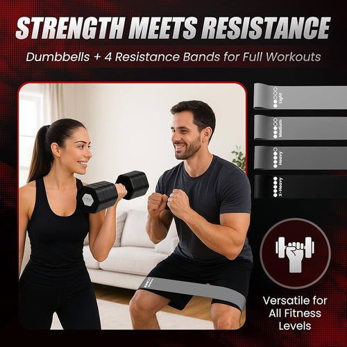 Adjustable Dumbbell Set 20 LB with Resistance Bands